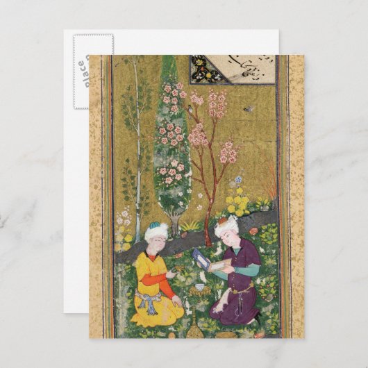 Carte Postale Deux chiffres Lecture et détente dans un verger (Devant / Derrière)