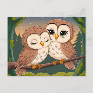 Carte Postale Deux Chouettes