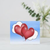Carte Postale Deux Coeurs Balloons Avec Nuage (Debout devant)