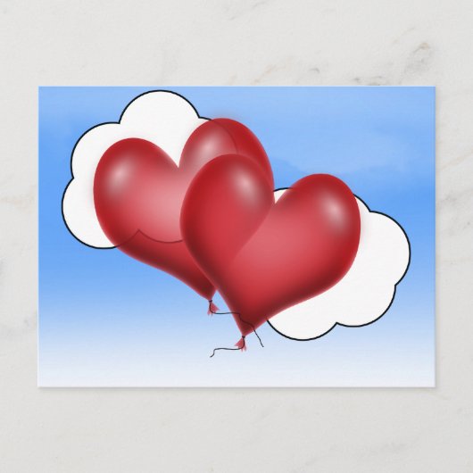 Carte Postale Deux Coeurs Balloons Avec Nuage (Devant)