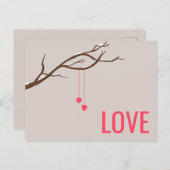 Carte Postale Deux Coeurs dans un arbre La Saint Valentin (Devant / Derrière)