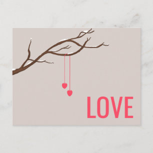 Carte Postale Deux Coeurs dans un arbre La Saint Valentin