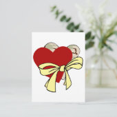 Carte Postale Deux coeurs et ruban jaune (Debout devant)
