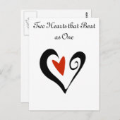 Carte Postale Deux coeurs qui battent comme un (Devant / Derrière)