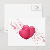 Carte Postale Deux cœurs roses (Devant / Derrière)