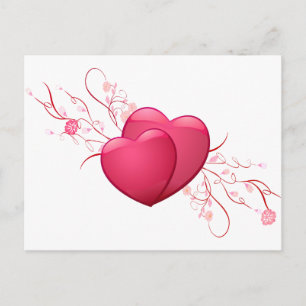 Carte Postale Deux cœurs roses