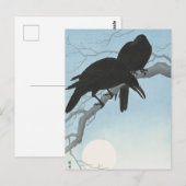 Carte Postale Deux corbeaux sur une branche Peinture par Ohara K (Devant / Derrière)
