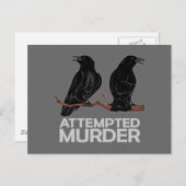 Carte Postale Deux corbeaux = Tentative de meurtre (Devant / Derrière)