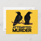 Carte Postale Deux corbeaux = Tentative de meurtre (Devant / Derrière)