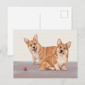 Carte Postale Deux Corgis mignons (Devant / Derrière)