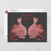 Carte Postale deux créatures mythiques fantastiques mignons drag (Devant / Derrière)