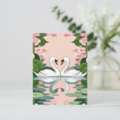 Carte Postale Deux cygnes en forme de coeur (Debout devant)