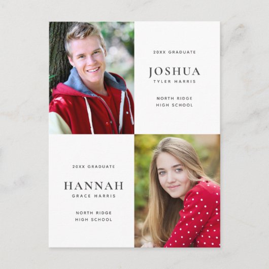 Carte Postale Deux diplômés double diplôme photo (Devant)