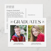 Carte Postale Deux diplômés modernes photo de graduation conjoin (Devant / Derrière)