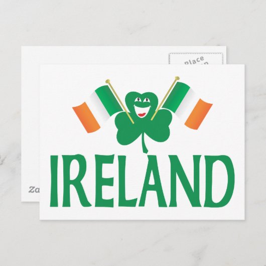 Carte Postale Deux drapeaux d'Irlande (Devant / Derrière)