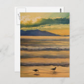 Carte Postale "Deux d'une espèce" Oiseaux sur la plage à l'aquar (Devant / Derrière)