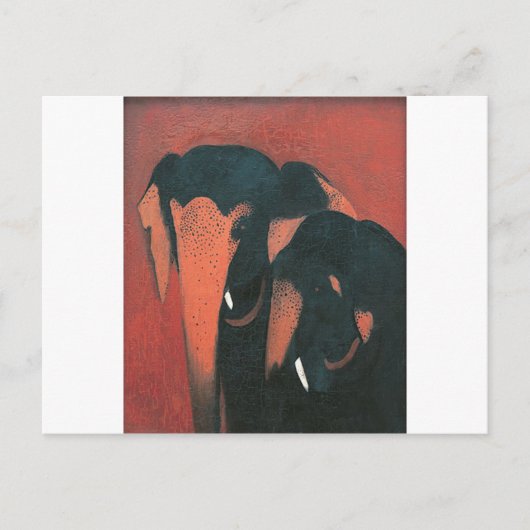 Carte Postale Deux éléphants par Amrita Sher-Gil (Devant)