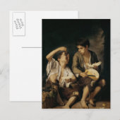 Carte Postale Deux enfants mangeant un melon et les raisins, (Devant / Derrière)