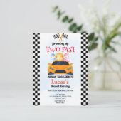 Carte Postale Deux Fast Dinosaur Race Car 2e fête d'anniversaire (Debout devant)