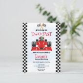 Carte Postale Deux Fast Dinosaur Race Car 2e fête d'anniversaire (Debout devant)