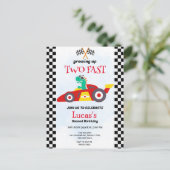 Carte Postale Deux Fast Dinosaur Race Car 2e fête d'anniversaire (Debout devant)