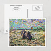 Carte Postale Deux femmes, Champ avec neige, Van Gogh Art (Devant / Derrière)