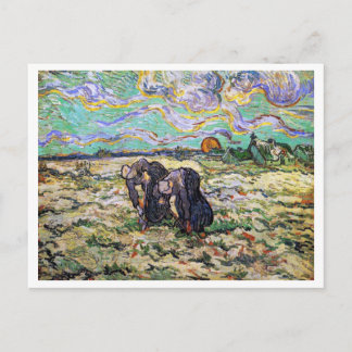 Carte Postale Deux femmes, Champ avec neige, Van Gogh Art