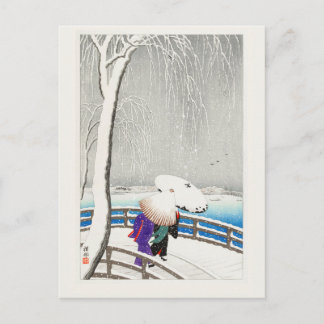 Carte Postale Deux femmes dans la neige - Japonais Vintage