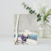 Carte Postale Deux femmes dans la neige sur le pont Yanagi (Debout devant)