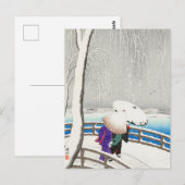 Carte Postale Deux femmes dans la neige sur le pont Yanagi (Devant / Derrière)