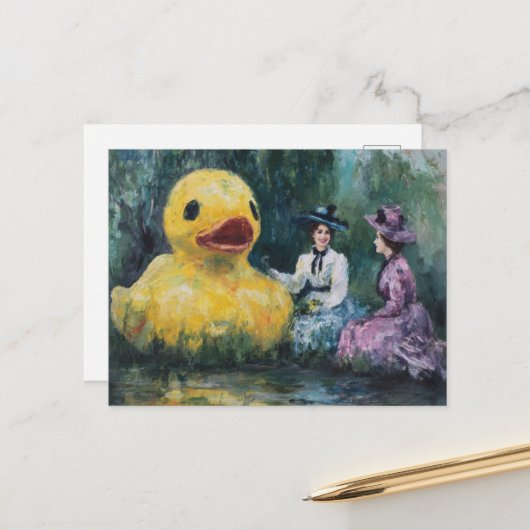 Carte Postale Deux femmes en pique-nique dans le parc avec un ca (Devant/Arrière en situation)