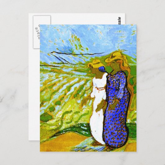 Carte Postale Deux Femmes Traversant Les Champs Van Gogh Art (Devant / Derrière)