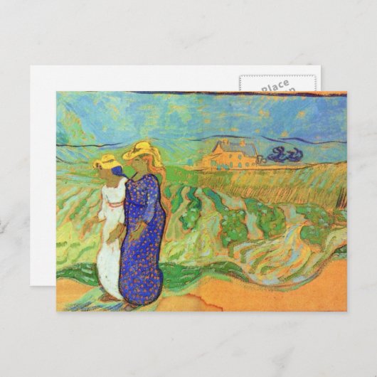 Carte Postale Deux femmes traversent les champs par Vincent van  (Devant / Derrière)