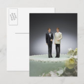 Carte Postale Deux figurines de marié sur le gâteau mariage (Devant / Derrière)
