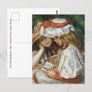 Carte Postale Deux Filles Lecture par Pierre-Auguste Renoir.