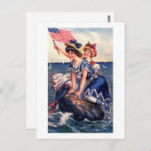 Carte Postale Deux filles patriotiques (Devant / Derrière)