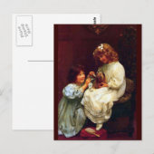 Carte Postale Deux Filles Soeurs Animaux de Compagnie Chien Anti (Devant / Derrière)