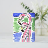 Carte Postale Deux Flamants roses (Debout devant)