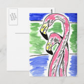 Carte Postale Deux Flamants roses (Devant / Derrière)