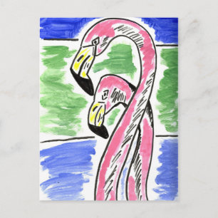 Carte Postale Deux Flamants roses