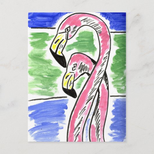 Carte Postale Deux Flamants roses (Devant)