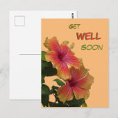 Carte Postale Deux Fleurs D'Hibiscus Orange Se Font Bien Bientôt (Devant / Derrière)