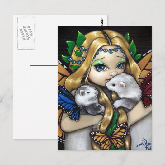 Carte postale "Deux furets" (Devant / Derrière)