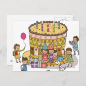 Carte Postale Deux garçons et trois filles dans une fête d'anniv (Devant / Derrière)