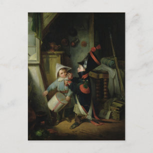 Carte Postale Deux garçons qui s'habillent en soldats