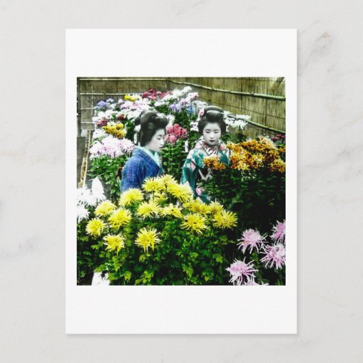 Carte Postale Deux Geisha japonais au spectacle de fleurs Yokoha (Devant)