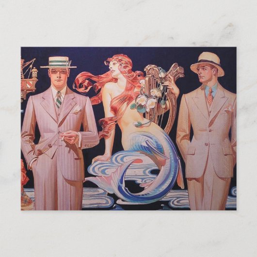 Carte Postale Deux Gents et une Sirène (Devant)