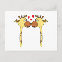 Deux Giraffes aux Coeurs d'Amour Rouge. Dessin