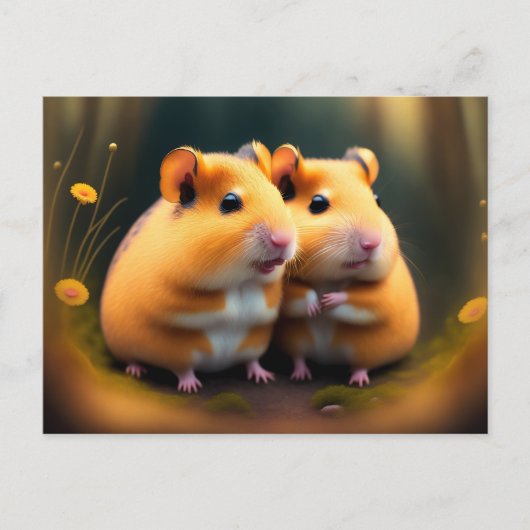 Carte Postale Deux hamsters en amour (Devant)