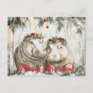 Carte Postale Deux hippopotames joyeux